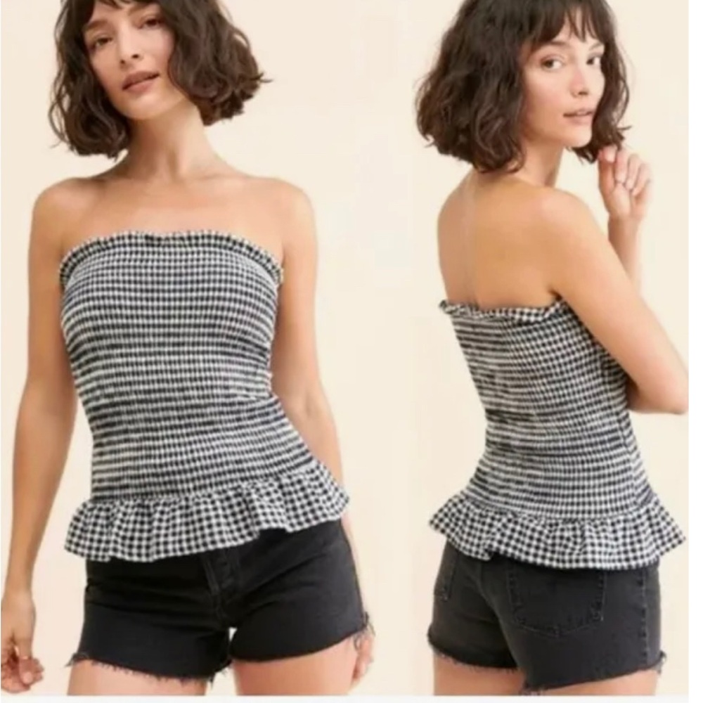 Maeve by Anthropology seersucker gingham tube top size medium